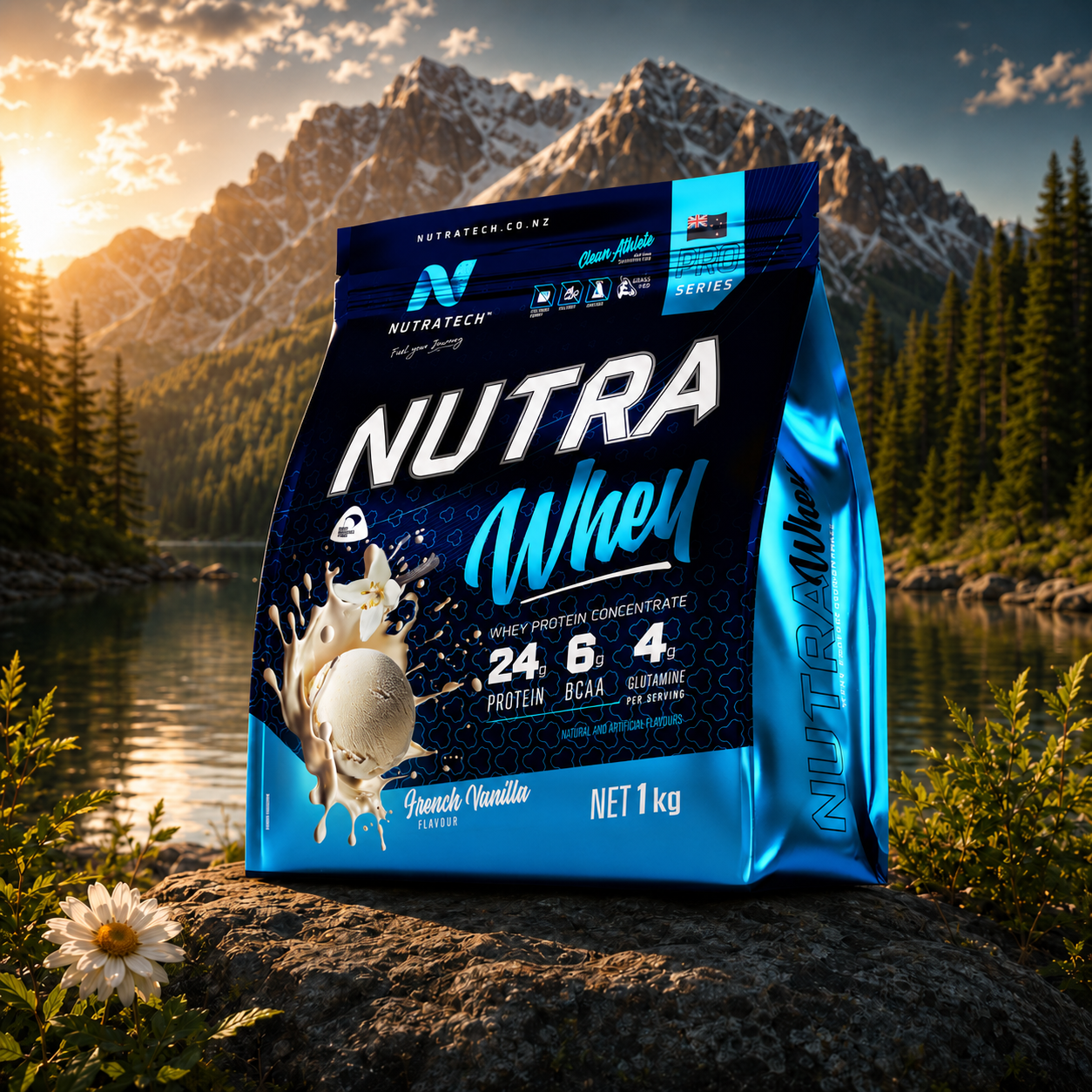 NutraTech Whey Protein Powder Muscle & Recovery Support - Chocolate, Vanilla & Natural - 1kg