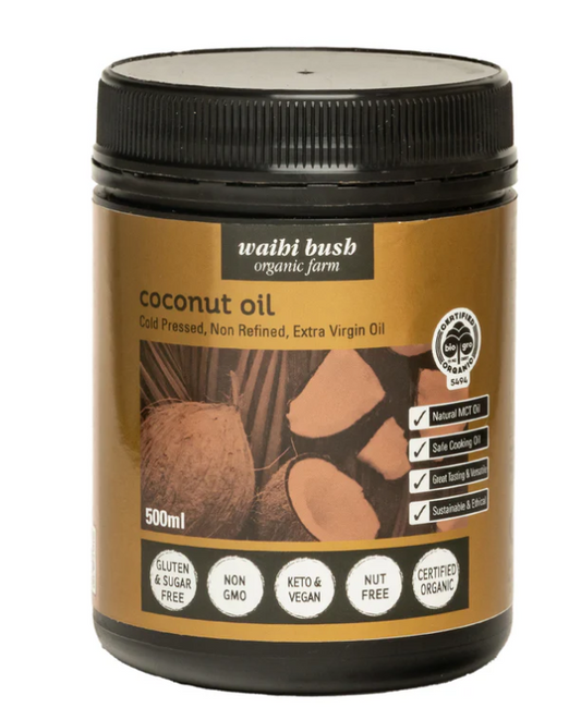 Waihi Bush Organic Extra Virgin Coconut Oil Cooking & Pantry Essential - 500g