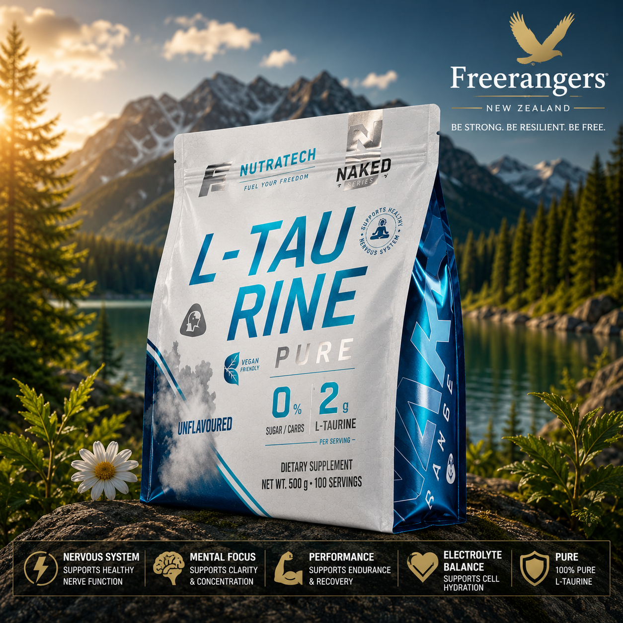 NutraTech Pure L-Taurine Powder Nervous System & Performance Support - 350g