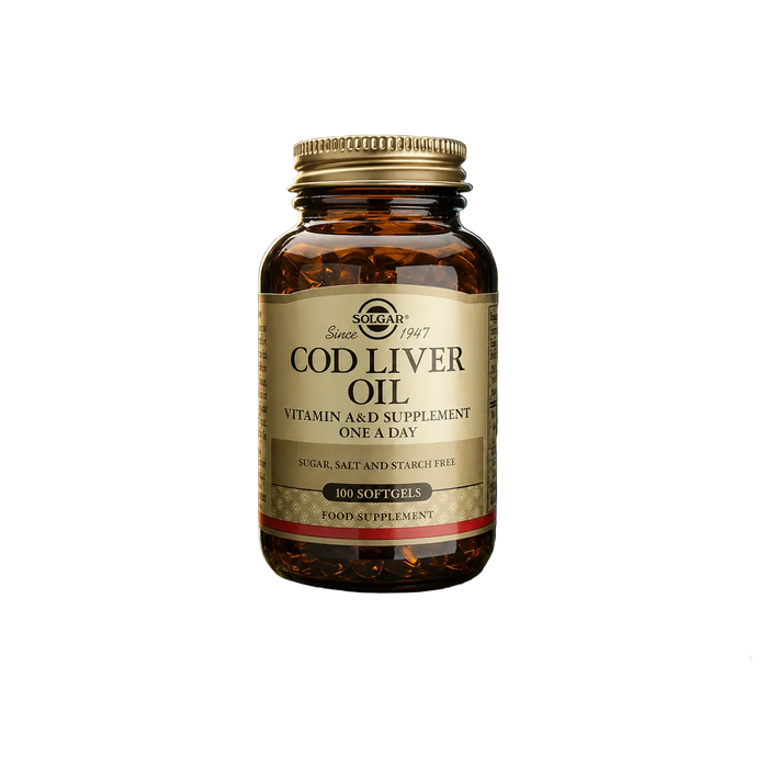 Cod Liver Oil Omega-3, Vitamin A & D Support - 100 Capsules