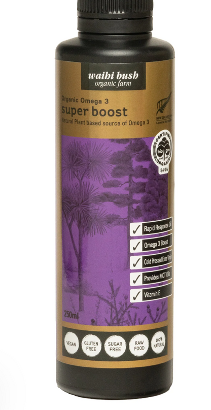 Waihi Bush Organic Omega 3 Super Boost Oil Essential Fatty Acid Support - 500ml