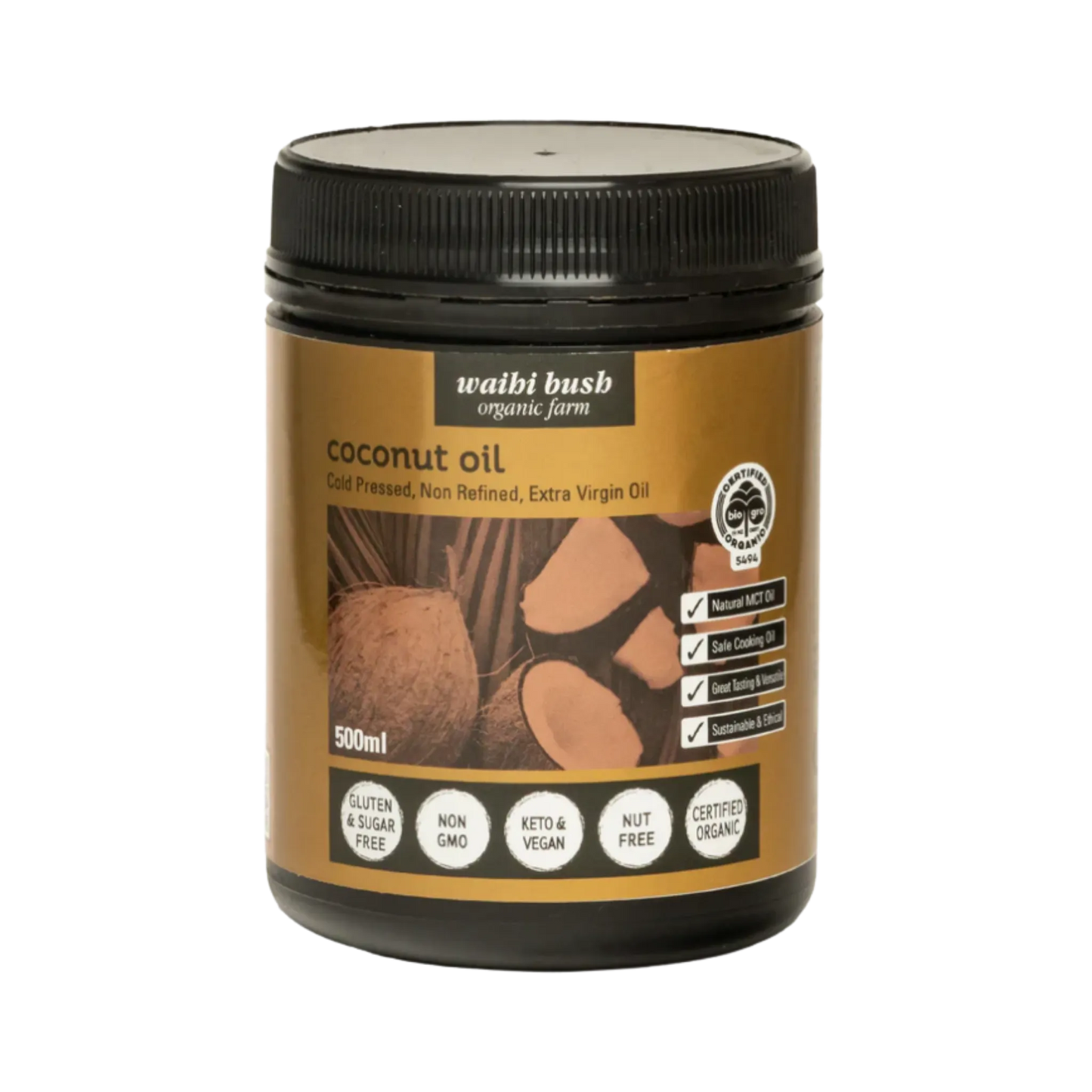 Waihi Bush Coconut Oil - Organic Extra Virgin 500 grams