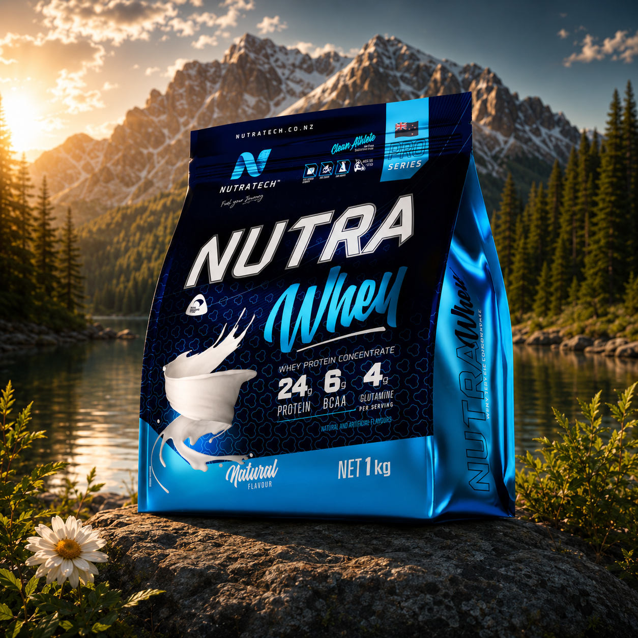 NutraTech Whey Protein Powder Muscle & Recovery Support - Chocolate, Vanilla & Natural - 1kg