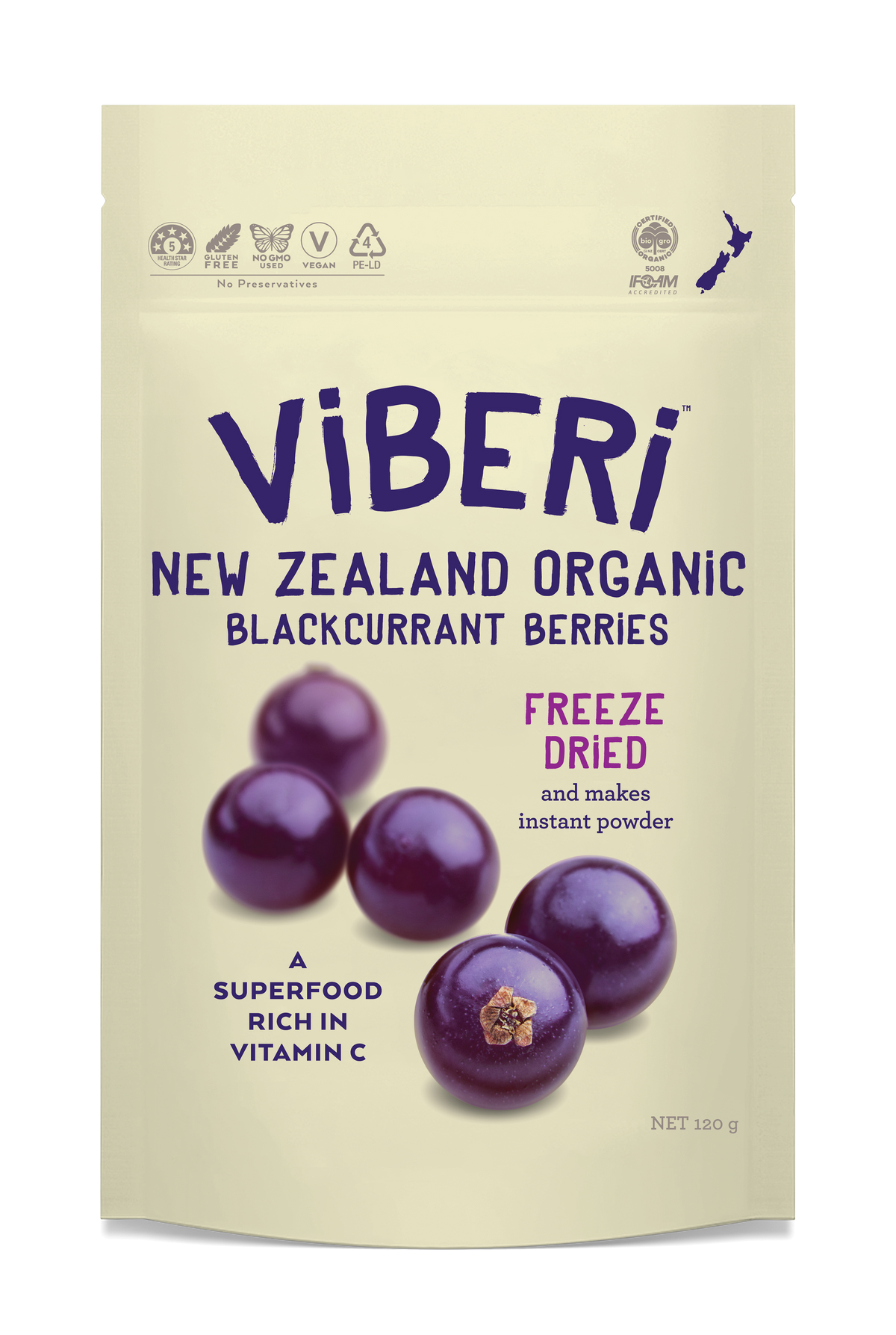 Freeze Dried Organic Blackcurrants 120g